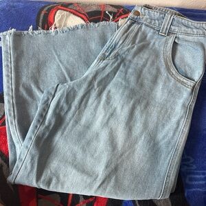 Light Blue Frayed Hem Jeans